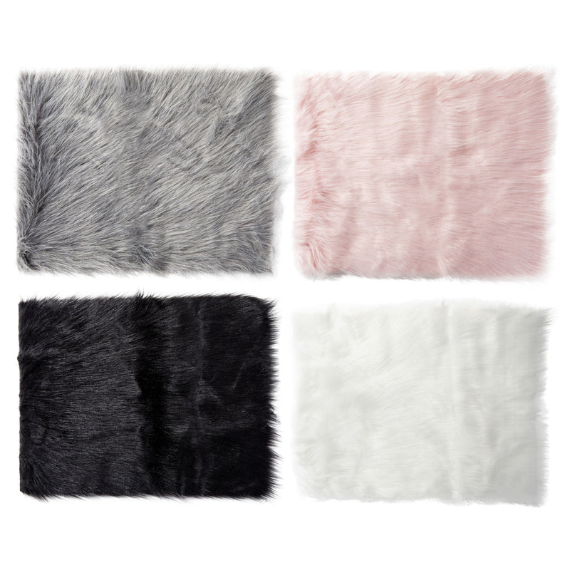 4 Pack Faux Fur Nail Mat for Pictures (15 x 19 in, White, Pink, Black, Grey)