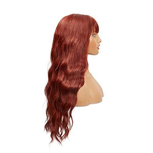 27-Inch Long Wavy Wig with Bangs for Women, Auburn Synthetic Hair with Adjustable Wig Cap for Formal Occasions, Casual Parties and Get-Togethers, and Cosplay Costumes