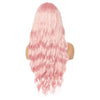 Long Wavy Pink Pastel Synthetic Wig with Bangs for Women, 29 Inch Hair Wig