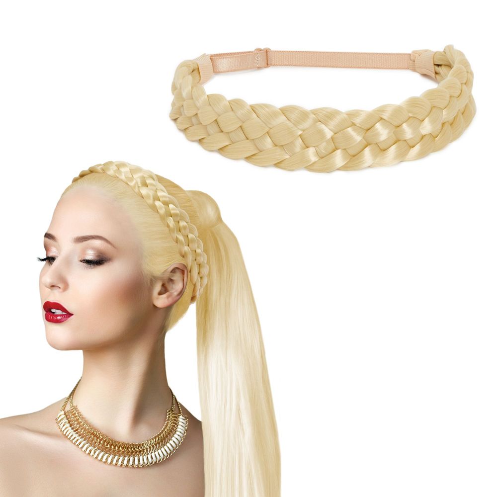 Plaited Braided Hair Braid Headband, Synthetic, Blond