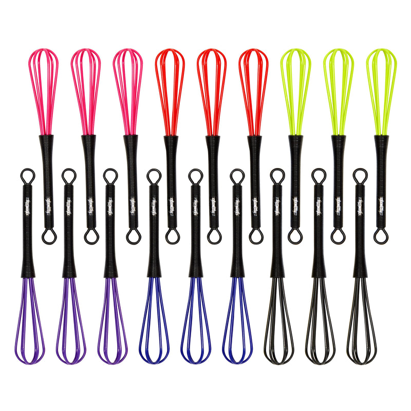18 Pack Mini Silicone Whisks for Hair Dye with Clear Storage Container (6 Assorted Colors)