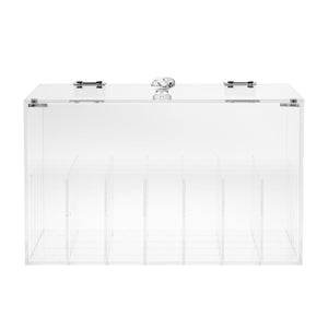 Large Clear Acrylic Lipstick Organizer and Lip Gloss Holder with 35 Compartments and Lid (7.8 x 5.8 x 4.4 In)
