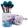 10 Piece Makeup Brush Set with Case, Acrylic Purple and Blue Makeup Brushes