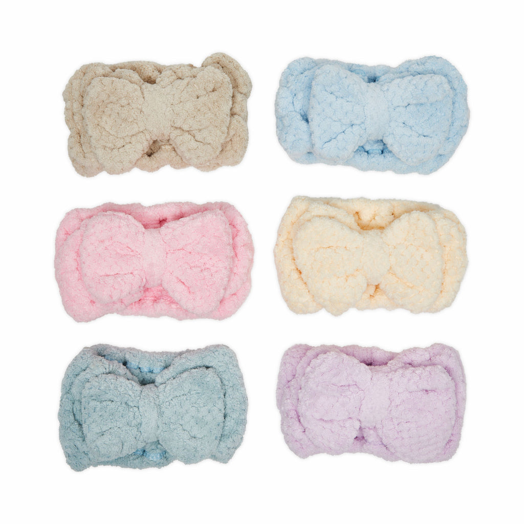 Makeup Headband for Washing Face, Soft Bows for Women (6 Colors, 6 Pack)