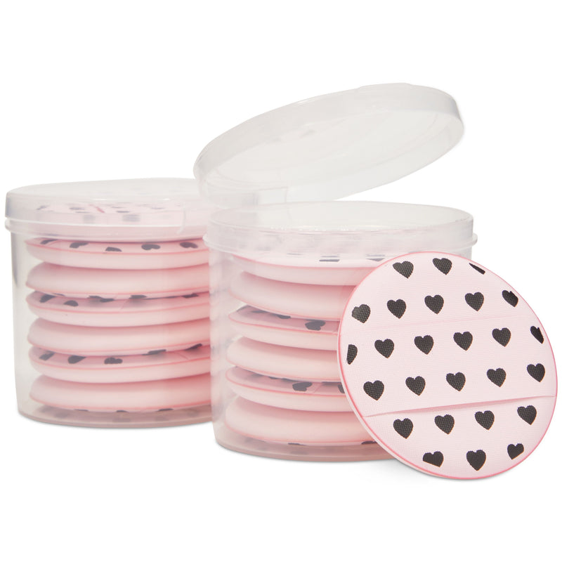 14 Pack Heart Print Makeup Cushion Puff, Cosmetic Sponge Pads for Face Powder & Foundation (2 in)