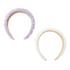 2 Pack Crystal Headbands for Women, Padded Pearl Headband (Lavender, White)
