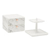 Marble Jewelry Display Tray and Makeup Organizer with Drawer for Vanity (7.3 x 7.7 x 13 in)