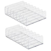 2 Pack Clear Divided Eyeshadow Palette Organizer, Plastic Makeup Storage Holder for Vanity & Countertop, 2 Sizes
