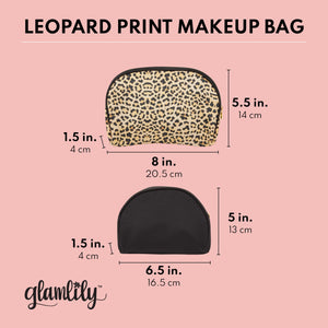 3 Pieces Glamlily Leopard Makeup Bags Set for Women, Cosmetic Travel Pouch Toiletry Organizer