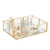 Gold Mirror Perfume Tray for Vanity, Bathroom, and Dresser (12 x 8.5 x 3 In)