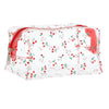 Set of 2 Cherry Makeup Bag for Face Powder, Mascara, Lipgloss, Clear Travel Bags for Toiletries (2 Designs)