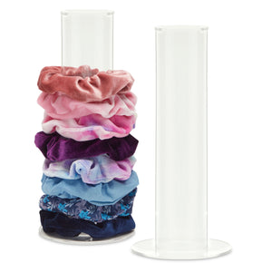 Acrylic Hair Scrunchie Holder Stand, Accessory Organizer Tower for Girls, VSCO Teens (2 Pack)