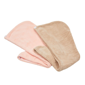8 Piece Face Washing Headband and Wristband Set with Hair Turban Towel Wrap (Pink and Tan)