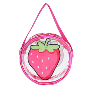 Set of 2 Strawberry Makeup Bag for Face Powder, Mascara, Lipgloss, Clear Travel Bags for Toiletries (2 Designs)