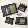 Glamlily Mesh Makeup Bag Set of 4, Travel Zipper Pouch for Cosmetics (Black, 3 Sizes)