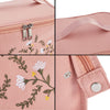 3 Piece Cotton Small Makeup Bag for Purse, Floral Travel Organizer Set for Toiletries (Pink)