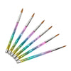 Thin Brushes for Nail Art, Rainbow Glitter Manicure Brush Set (6 Sizes, 6 Pieces)