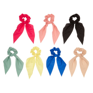 Chiffon Scarf Hair Scrunchies for Women, Girls, Stylist Accessories, 7 Striped, 7 Solid (8 In, 14 Pack)