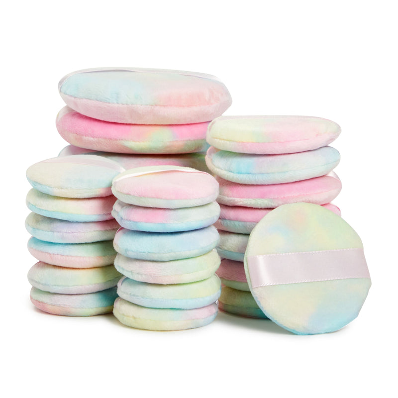 24 Pack Tie-Dye Makeup Powder Puffs for Loose and Pressed Powder, Extra Large, Large, Small (3 Sizes)