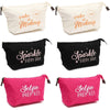 6 Pack Cotton Canvas Inspirational Makeup Pouch Bags with Zippers (11 x 3 In)