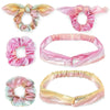 Pastel Tie Dye Rainbow Scrunchies & Twist Headbands Pack (6 Pieces)
