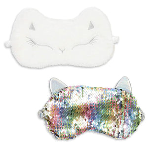 Sleep Eye Masks for Kids Set in Sequins and Faux Fur (2 Pack)
