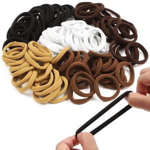 Cotton Hair Ties, Elastic Bands in 5 Colors (100 Pack)