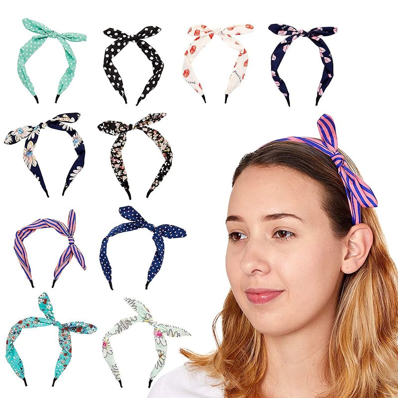 Bow Headbands for Women, Hair Accessories for Adults (10 Pieces)