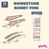 Rhinestone Bobby Pins, Decorative Hair Accessories (16 Pack)