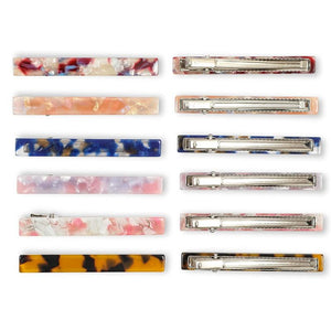 Tortoise Shell Resin Alligator Hair Clips for Women (12 Pieces, 6 Colors)