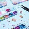 Nail Art Butterfly Sequins Kit with Tweezers (Holographic Colors, 48 Designs)