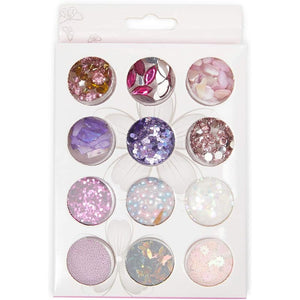 Nail Art Set with Pearl Stones, Flakes, Holographic Foils, Tinsel (24 Styles)