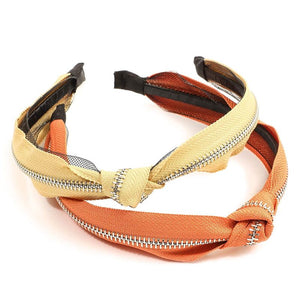 Top Knot Fashion Headband with Zipper (Yellow and Orange, 2 Pack)