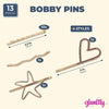 Gold Decorative Bobby Hair Pins, Rhinestone Heart, Starfish (13 Pieces)