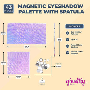 2 Magnetic Eyeshadow Palettes, 1 Spatula, 40 Metal Stickers (43 Pieces)