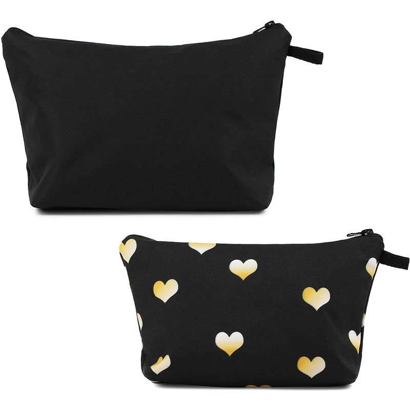 Hearts Makeup Bags, Cosmetic Travel Pouches in 2 Sizes (Black, 2 Pack) –  GlamlilyOfficial