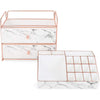 Marble Makeup Organizer, Cosmetic Storage Drawers (9.5 x 9.5 x 5.5 Inches)