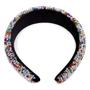 Beaded Rhinestone Padded Headband, Accessories for Women (6 x 6.5 x 1.5 Inches)