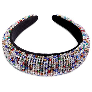 Beaded Rhinestone Padded Headband, Accessories for Women (6 x 6.5 x 1.5 Inches)