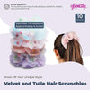 Velvet and Tulle Hair Scrunchies for Women (10 Pack)
