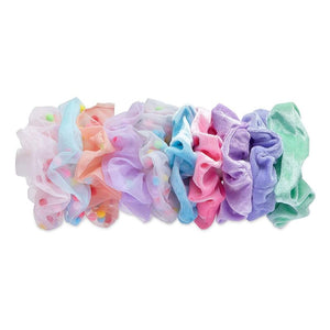 Velvet and Tulle Hair Scrunchies for Women (10 Pack)