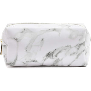 White Marble Printed Cosmetic Travel Pouch Set for Makeup Supplies (2 Pack)