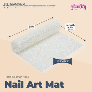 Glitter Nail Art Mat, Hand Rest for Salon Manicure (15.8 x 9.5 x 0.1 In)