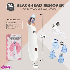 Blackhead Remover Vacuum, White Pore Cleaner (1.5 x 7 x 4.4 In, 14 Pieces)