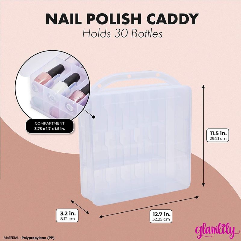 Nail Polish Organizer Case, Storage Holder for 30 Bottles (11.8 x