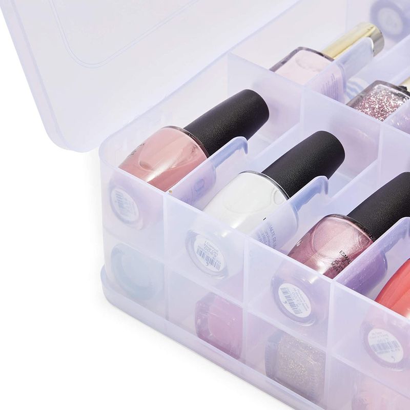 Glamlily Nail Polish Organizer Case with Lid and Handle, Holds 30 Bottles  (Pink, 11.8 x 11.2 x 3.15 In)