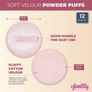 Powder Puffs for Makeup and Beauty Supplies (2.7 Inches, Pink, 12-Pack)