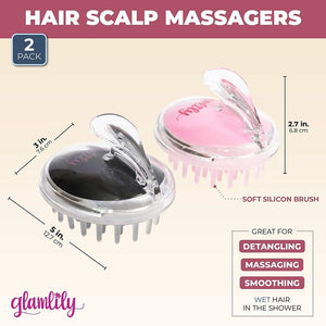 Hair Scalp Massager Shampoo Brush for Shower (Black, Pink, 2 Pack)