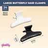 Butterfly Clamp Hair Clips for Women (Black, White, 3.2 Inches, 24 Pack)