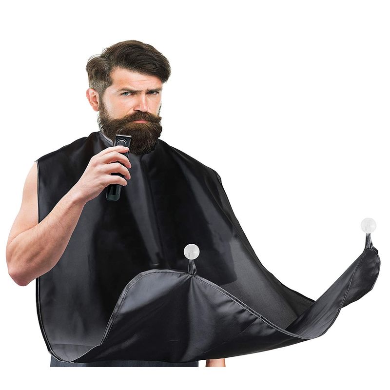 Beard Catcher Shaving Bib, Hair Apron Cape (Black, 2 Pack)